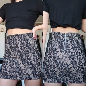 Sexy Lace Floral Mini Skirt - Size Small